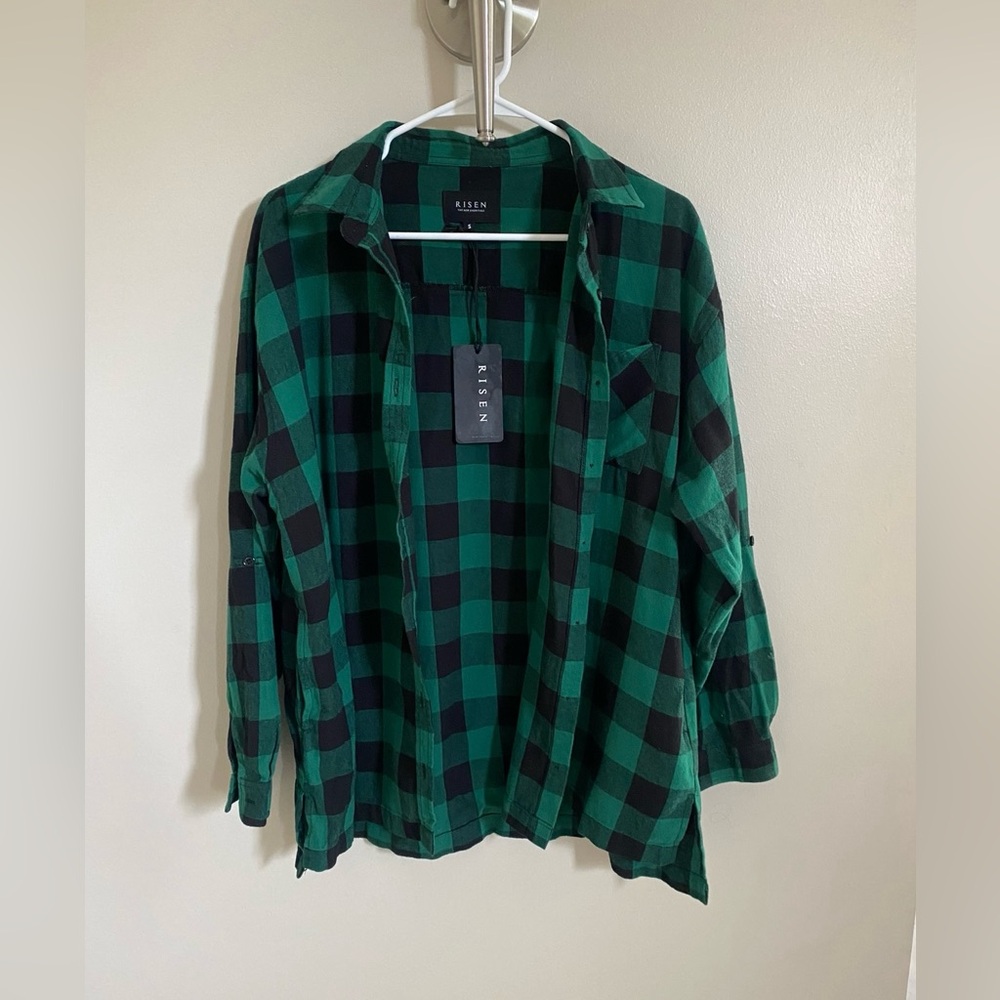 NWT Shop Talulah Noelle Green Black Buffalo Plaid Flannel Top Small